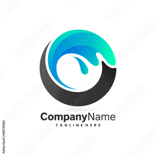 ocean waves logo in letter o concept