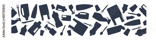 Plastic trash banner. Say no to plastic call. Eco banner. Flat vector illustration.