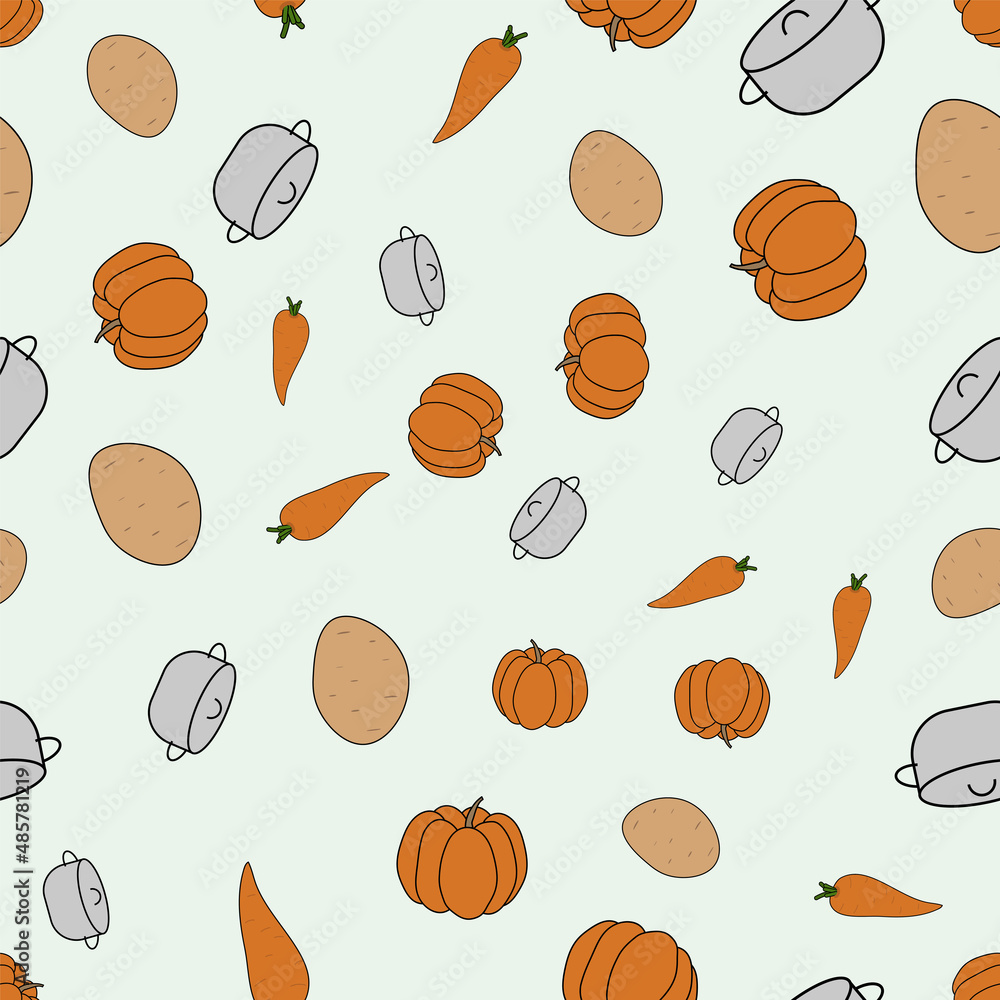 seamless pattern with autumn vegetables