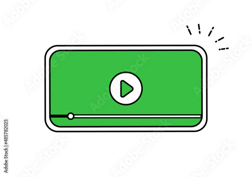 動画をスマートフォンで見るベクターイラスト(線画,線)
