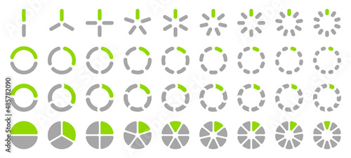 Set Gerundete Tortendiagramme Grau Grün
