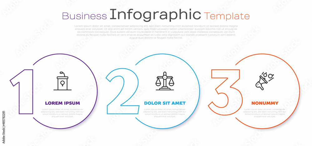 Set line Debate podium rostrum, Gender equality and Feminist activist. Business infographic template. Vector Set line Debate podium rostrum, Gender equality and Feminist activist. Business infographic template. Vector