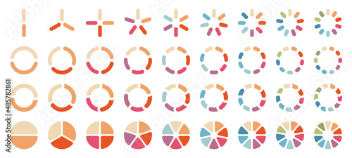 Set Gerundete Tortendiagramme Retrofarben