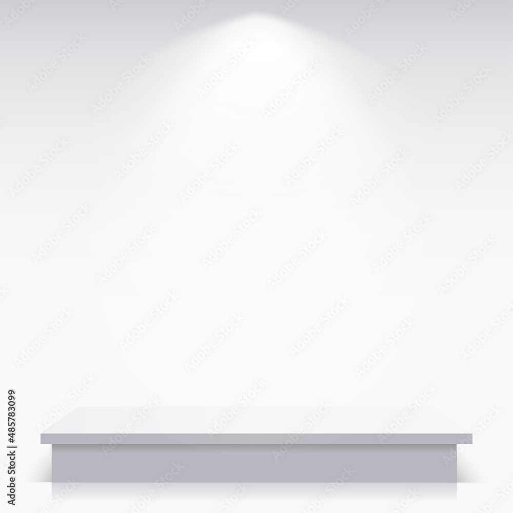 White square podium, pedestal or platform for presentation. Vector White square podium, pedestal or platform for presentation. Vector