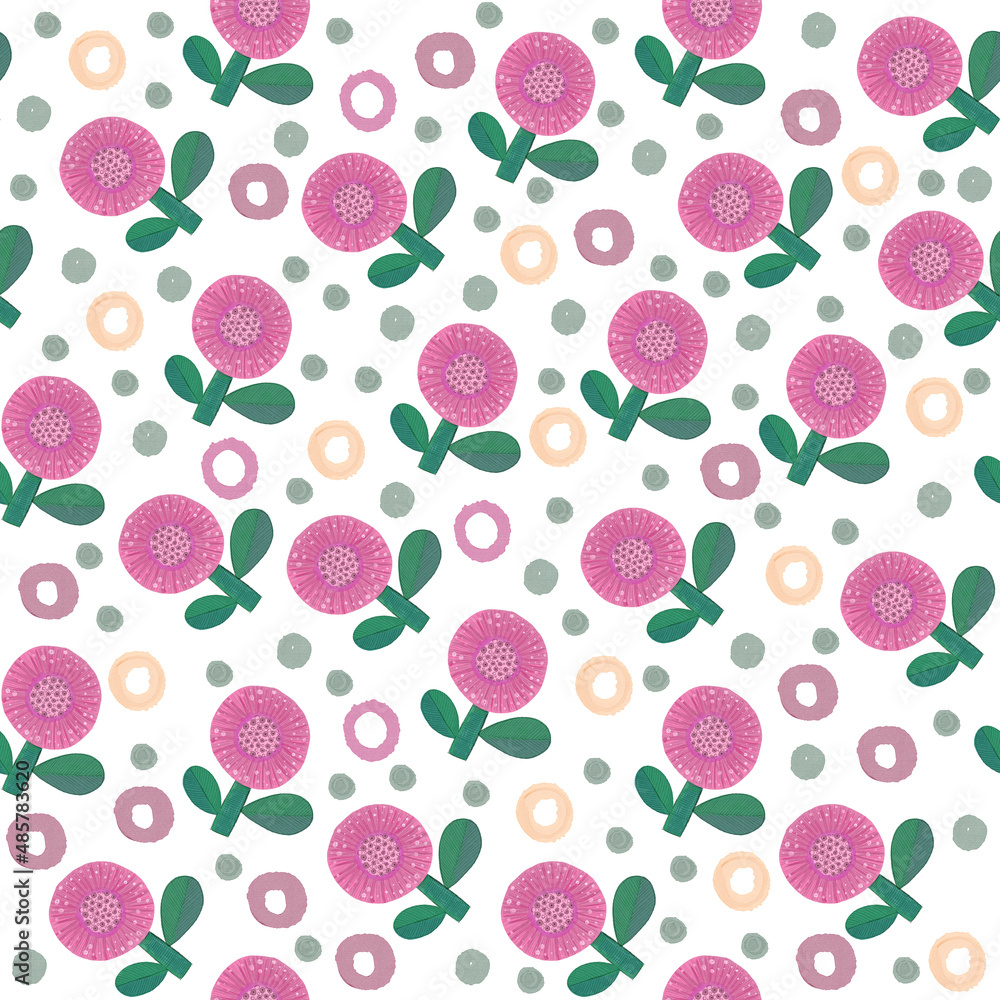 seamless pattern with flowers and polka dots with rings in lilac shades on a white background for creating textures, backgrounds, packaging and textiles seamless pattern with flowers and polka dots with rings in lilac shades on a white background for creating textures, backgrounds, packaging and textiles