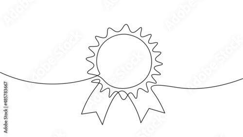 Online education one line graduation concept. E-learning training skill courses. Certificate student diploma sketch continuous line banner template vector illustration