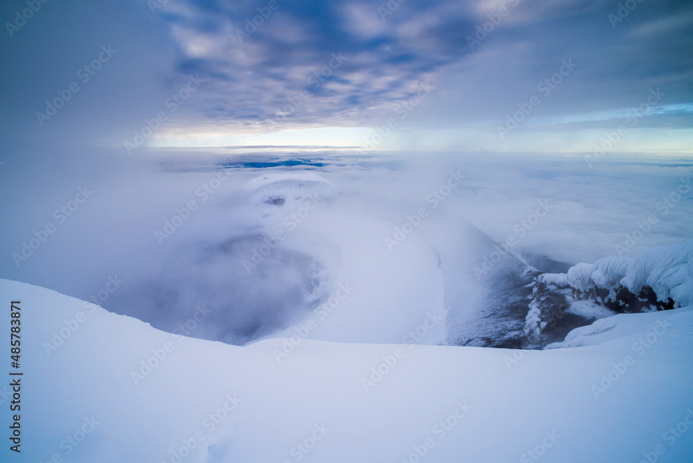 Cotopaxi Volcano crater at the 5,897m summit, Cotopaxi National Park, Cotopaxi Province, Ecuador, South America Cotopaxi Volcano crater at the 5,897m summit, Cotopaxi National Park, Cotopaxi Province, Ecuador, South America