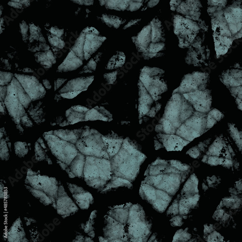 Blue and black icy background granite cracked