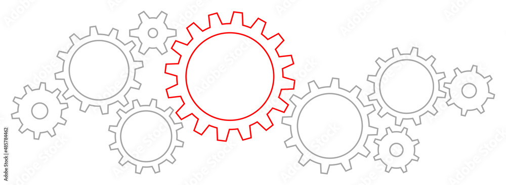 Grafische Zahnräder Banner Kontur Grau Rot Grafische Zahnräder Banner Kontur Grau Rot
