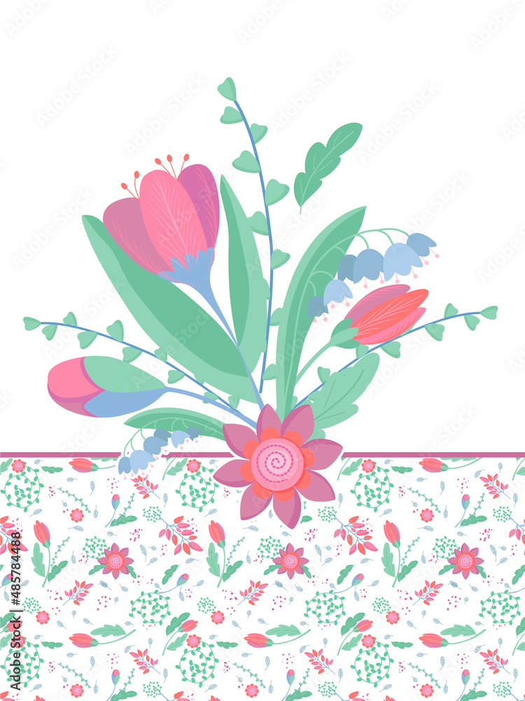 Delicate postcard with a beautiful floral pattern.