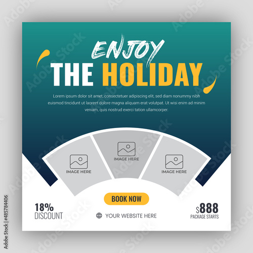 Holiday package social media post template for travel agency