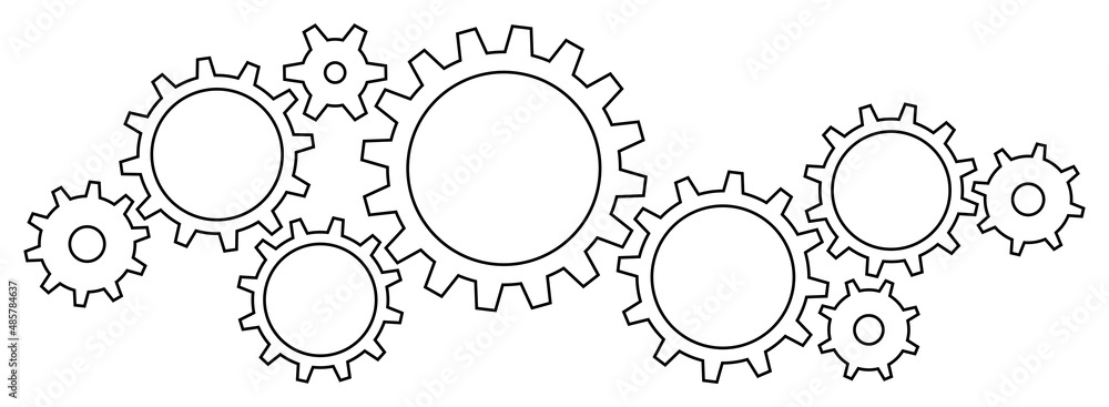 Große Und Kleine Zahnräder Kontur Schwarz Große Und Kleine Zahnräder Kontur Schwarz