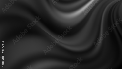 Abstract 3D background with waves. Flow poster. Black and white vector illustration