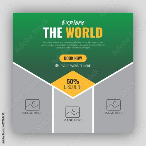 Holiday package social media post template for travel agency