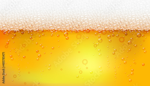 Foam and bubbles of light wheat made and amber colored beer, alcoholic beverages assortment and refreshing craft drinks. Vector background for advertisement banner or menu for pub, bar or restaurants