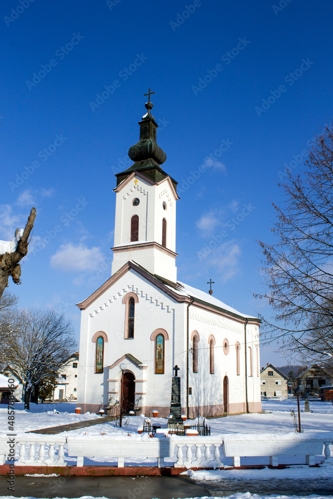 ORTHODOX CHURCH NEAR THE VILLAGE OF KOCELJEVA IN SERBIA ORTHODOX CHURCH NEAR THE VILLAGE OF KOCELJEVA IN SERBIA