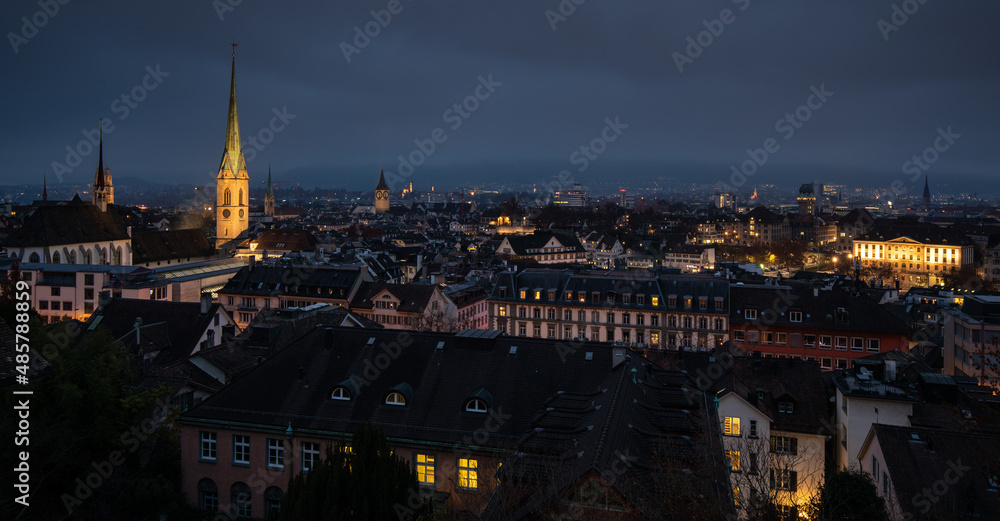 Zurich, Switzerland - view of the old town from ETH
