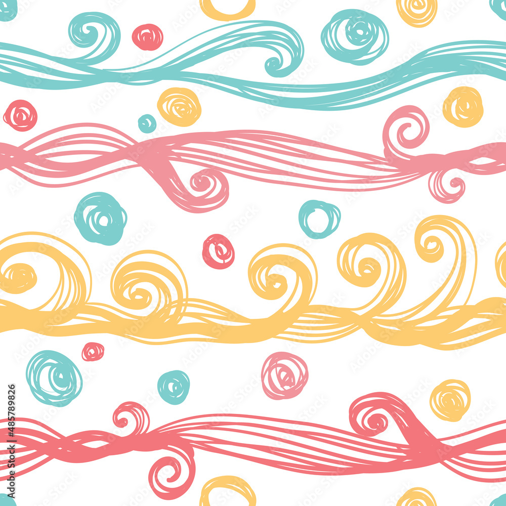 Abstract seamless background with thin wavy lines.