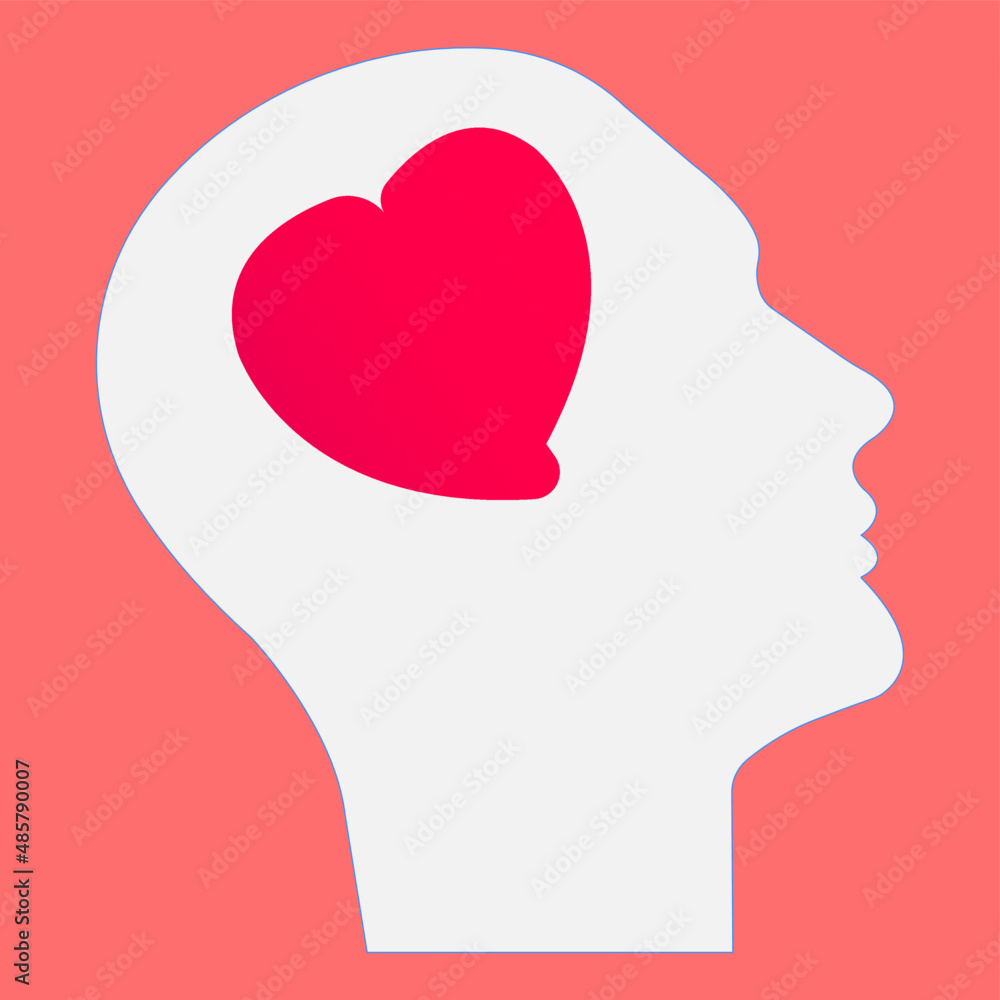 Heart on human silhouette. alzheimer,memory loss,diseases concept.Brain and mental health. Heart on human silhouette. alzheimer,memory loss,diseases concept.Brain and mental health.