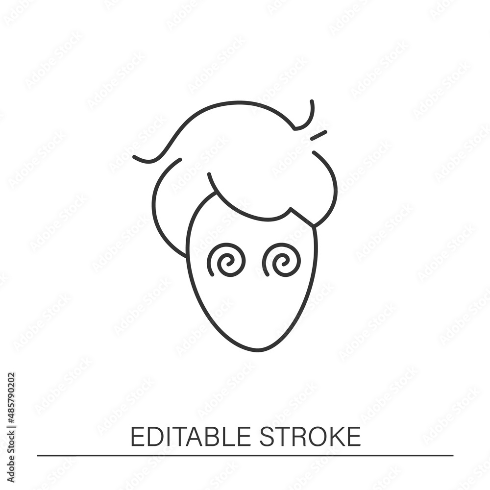 Unhealthy addiction line icon. Drug addicted man. Sick junkie after narcotics. Against drug concept. Isolated vector illustration. Editable stroke Unhealthy addiction line icon. Drug addicted man. Sick junkie after narcotics. Against drug concept. Isolated vector illustration. Editable stroke
