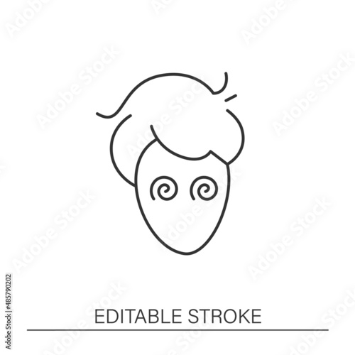  Unhealthy addiction line icon. Drug addicted man. Sick junkie after narcotics. Against drug concept. Isolated vector illustration. Editable stroke