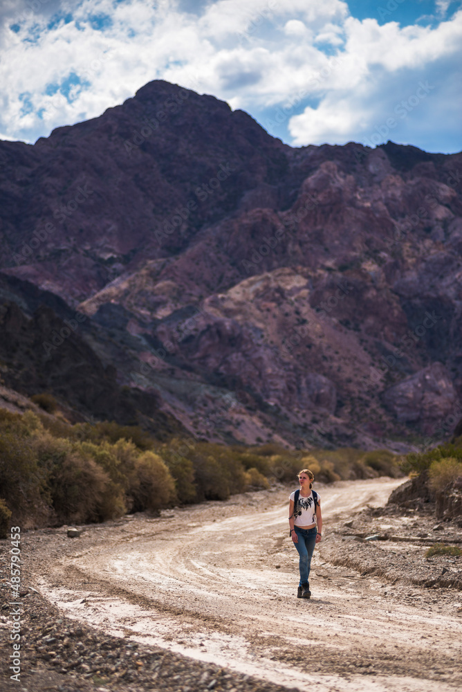 Walking in the Andes Mountains surrounding Uspallata, Mendoza Province, Argentina, South America