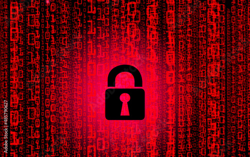 computer red binary code background padlock icon symbol number