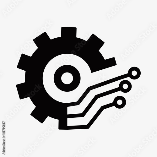 Gear smart ai icon. Simple illustration of gear smart ai vector icon for web design isolated on white background