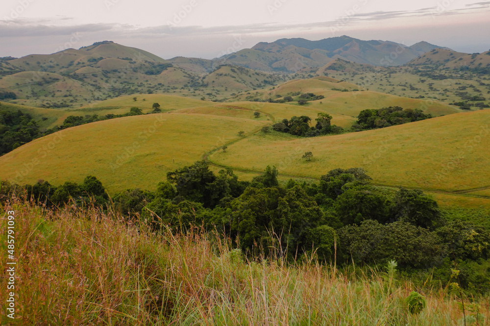 Fototapeta premium Scenic mountain landscapes against sky at Chyulu Hills, Chyulu Hills National Park, Kenya