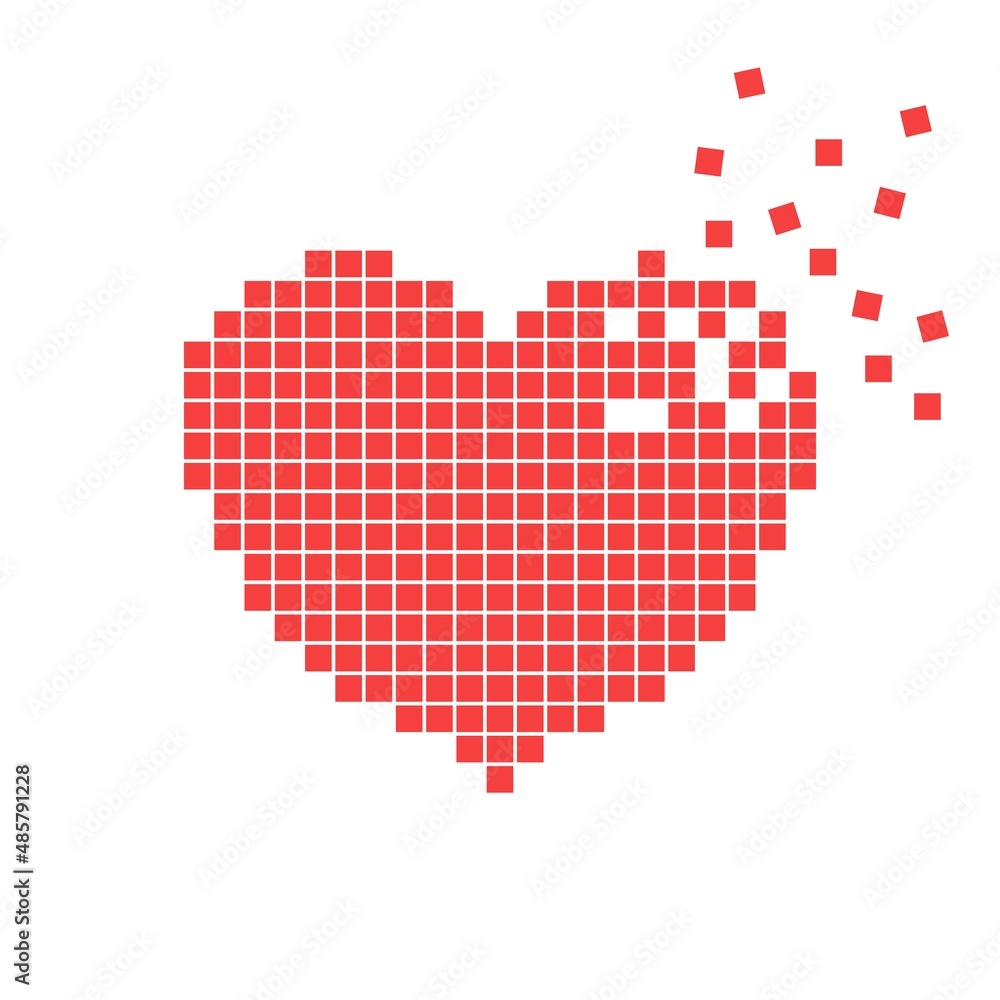Pixel heart explosion