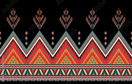 Beautiful Ethnic flower background. Seamless floral pattern in tribal, folk embroidery, and Mexican style. Aztec geometric art ornament print.Design for carpet, wallpaper, clothing, wrapping.