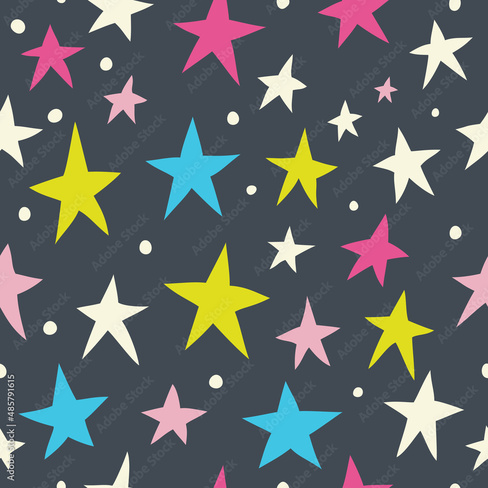 Obraz premium Simple seamless pattern with stars on a black background.