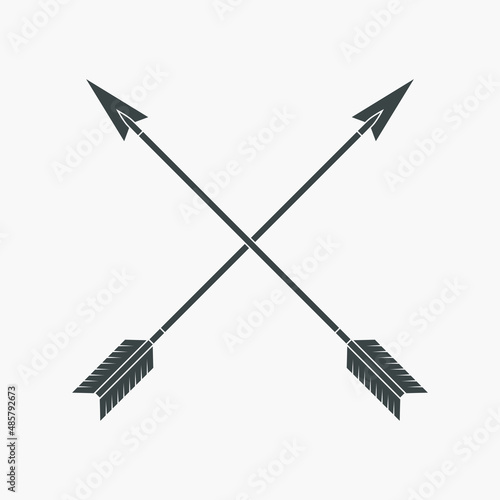 Arrows graphic icon. Crossed arrows sign isolated on white background. Vector illustration