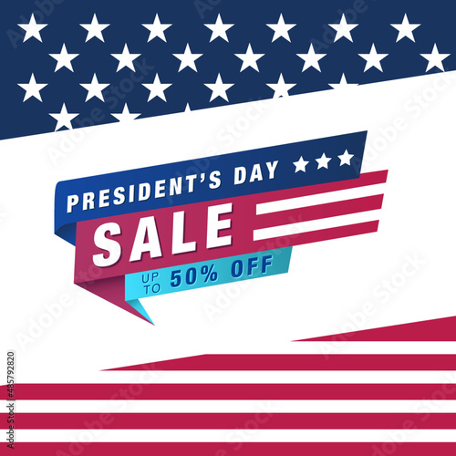Presidents Day with stars and ribbon. vector design for print greetings card, sale banner, poster.