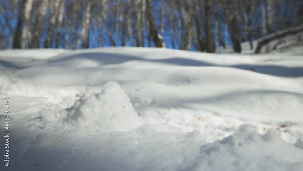 Man running at the mountain with snow Man running at the mountain with snow