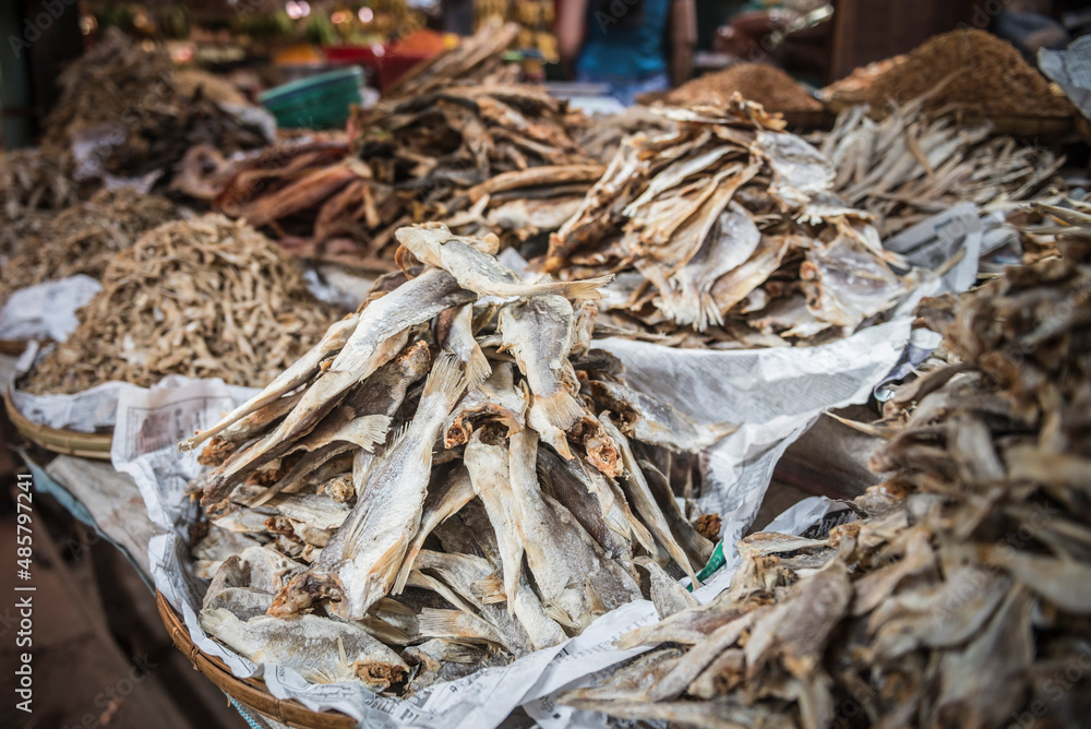 Dried fish for sale at Pyin Oo Lwin Market, Myanmar (Burma)