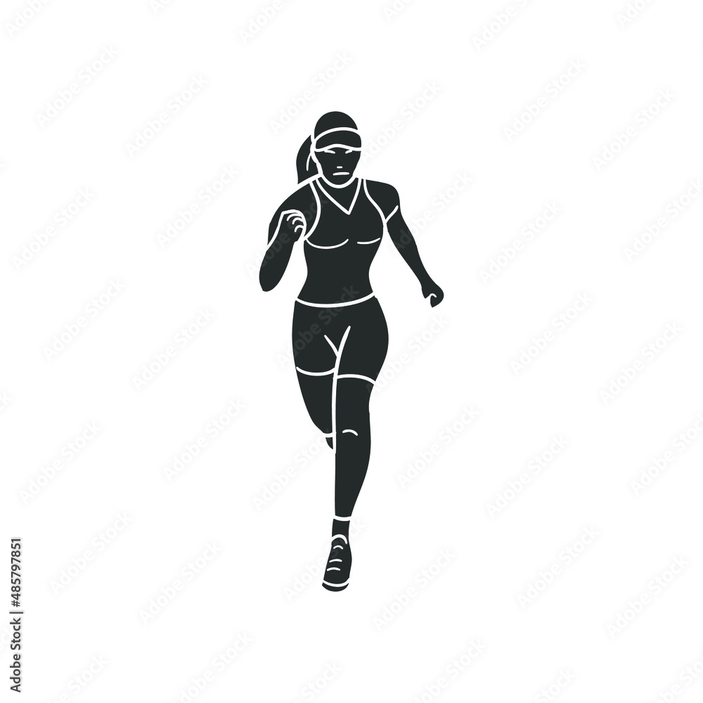 Runner Woman Icon Silhouette Illustration. Sport Activity Vector Graphic Pictogram Symbol Clip Art. Doodle Sketch Black Sign. Runner Woman Icon Silhouette Illustration. Sport Activity Vector Graphic Pictogram Symbol Clip Art. Doodle Sketch Black Sign.