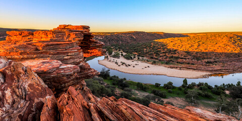 Fototapete Grau 2 Natures window Kalbarri National Park with river flowing through gorge  © SCLifestyle