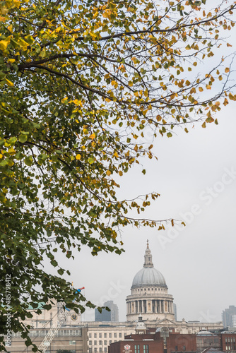 St Paul's Cathedral in the City of London, seen from South Bank, London, England