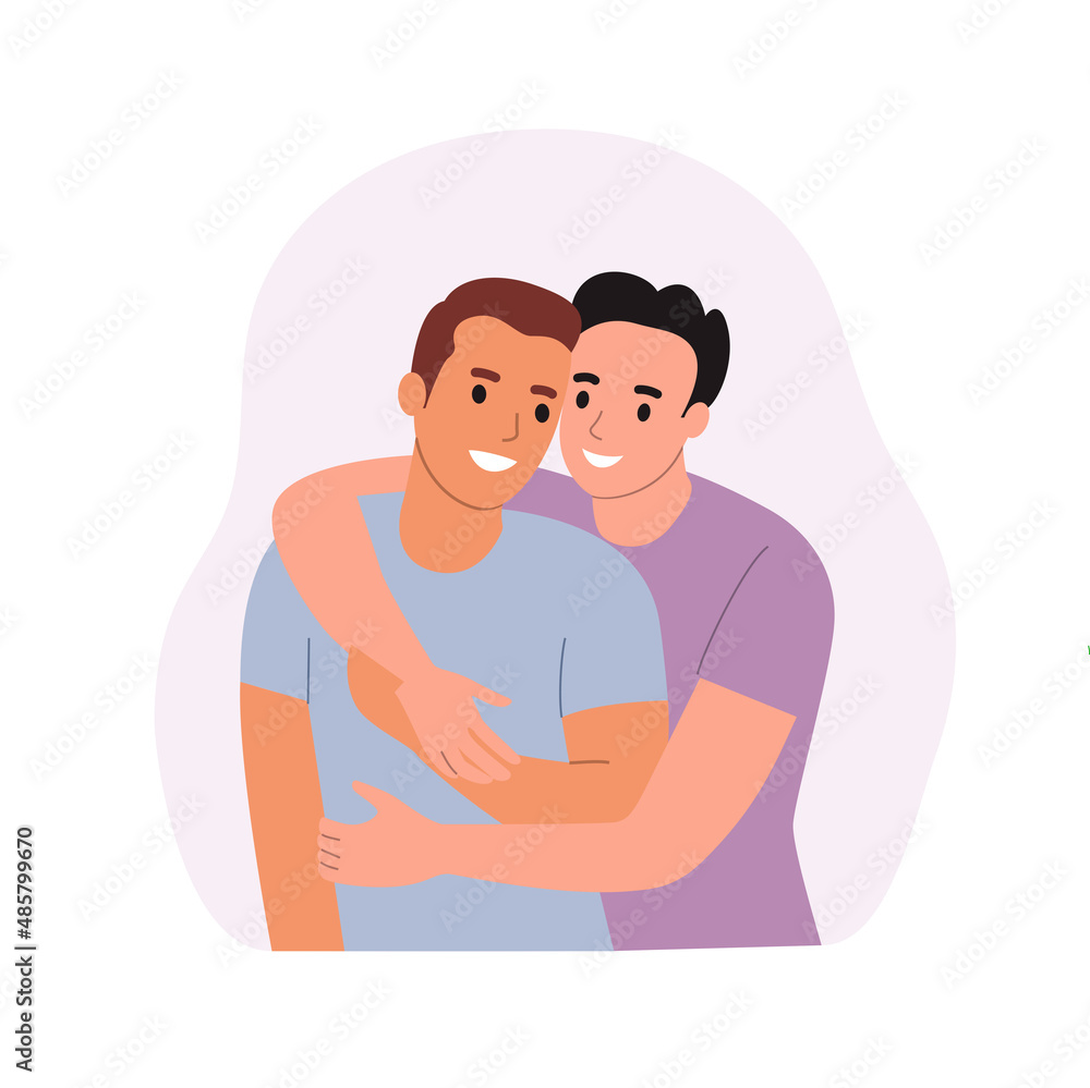 Happy homosexual men couples. Vector flat style cartoon illustration Happy homosexual men couples. Vector flat style cartoon illustration