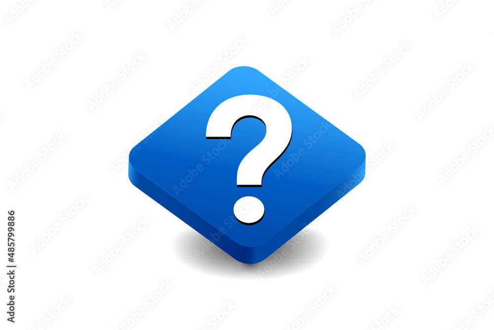 Blue question mark button on white background Blue question mark button on white background