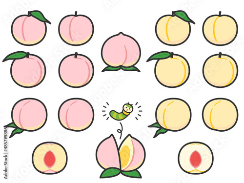 果物イラスト　バラエティセット　桃