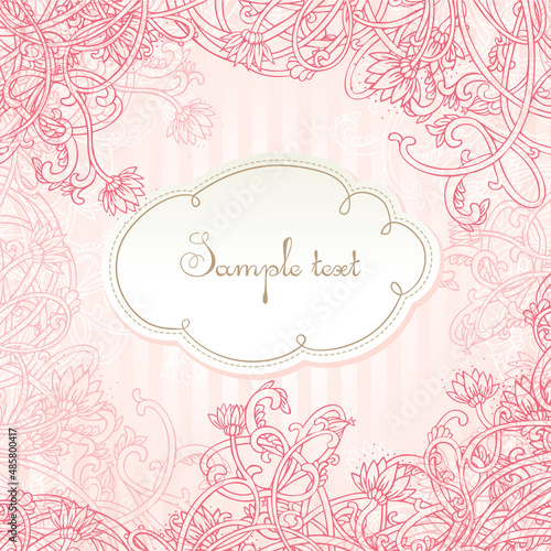 Pink romantic amazing card with flowers