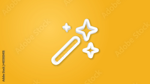 magic wand 3d line flat color icon. Realistic vector illustration. Pictogram isolated. Top view. Colorful transparent shadow design.