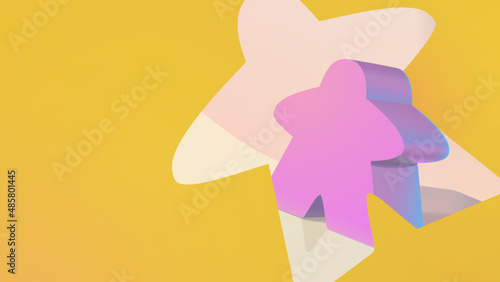 Pink Meeple with Yellow Cutout