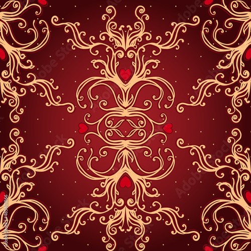 Vintage background ornate baroque pattern, vector illustration