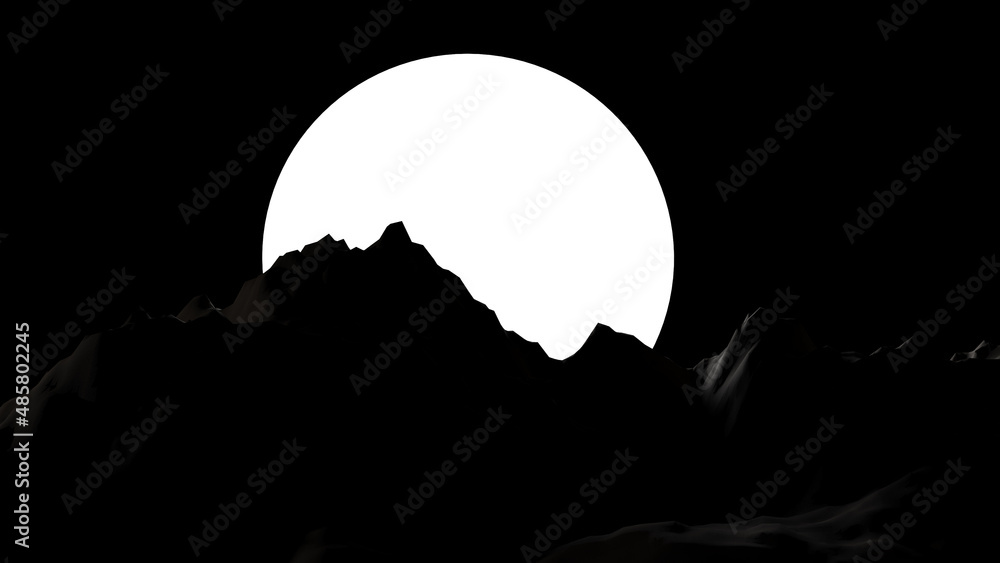 Silhouette mountain illustration. 3d illustration. Abstract illustration