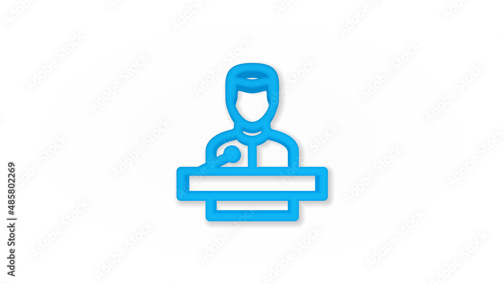 businessman conference, lecture, politics speaker 3d line flat color icon. Realistic vector illustration. Pictogram isolated. Top view. Colorful transparent shadow design. businessman conference, lecture, politics speaker 3d line flat color icon. Realistic vector illustration. Pictogram isolated. Top view. Colorful transparent shadow design.