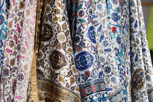 close up of multicolored traditional fabrics in Cyprus
