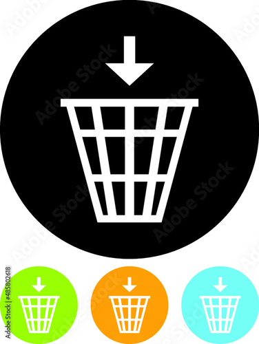 Delete. Recycle. Trashbin vector icon. Office trash bin basket.